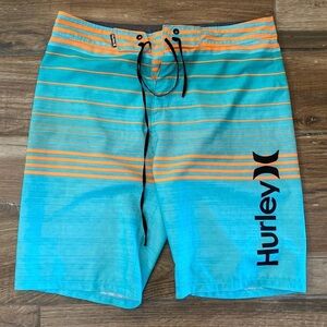 Hurley Men's Aqua and Orange Board Shorts